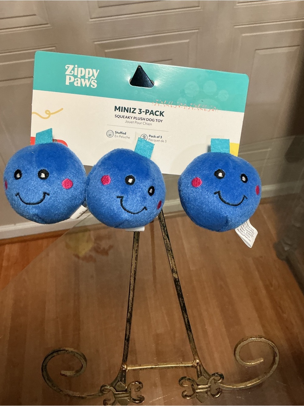 ZippyPaws 3-Pack MINIZ BLUEBERRIES Squeaky Stuffed Plush Dog Toy -